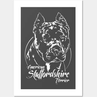 American Staffordshire Terrier dog portrait Posters and Art